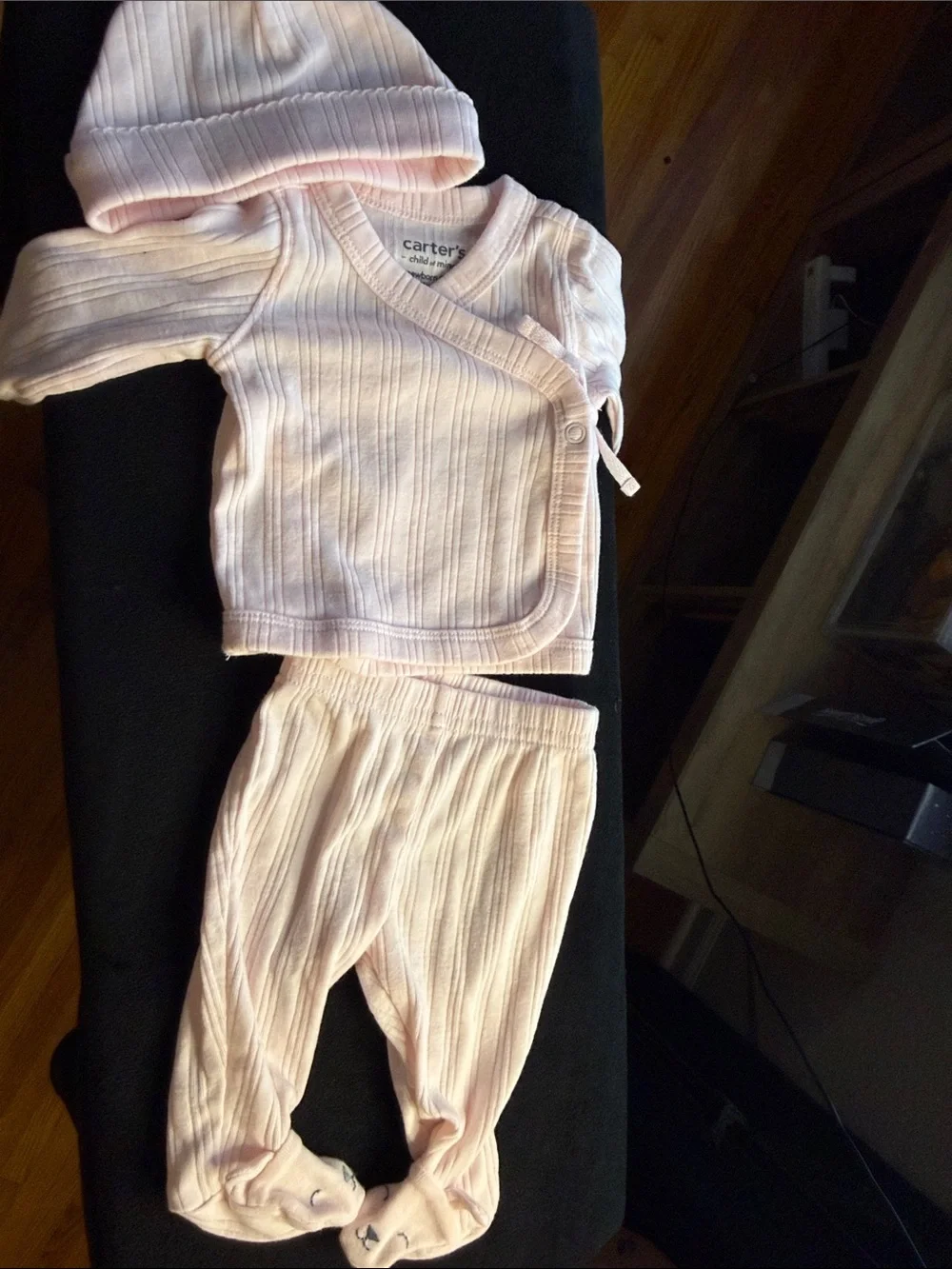 Carter's Pale Pink Ribbed 3-Piece Baby Set